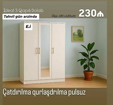 Ev üçün mebel: İdeal 3 qapılı dolab - Ölçü: 195 x 120 x 45 sm - Orta qapıda boy — 1