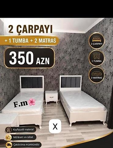 2 çarpayı + 1 tumba + 2 matras dəsti - Dəst tərkibi: 2 ədəd tək