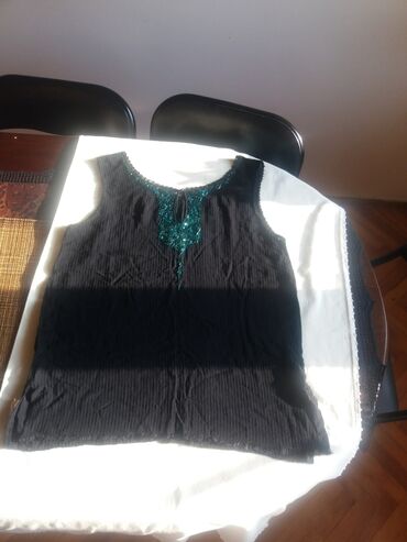karirane ženske košulje: Svečana crna bluza. Vezena perlama. Ručni rad. Dužina bluze 71 cm
