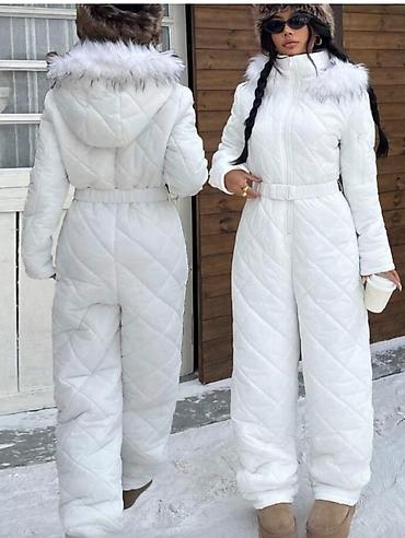 Ski jakne: Ženski zimski skijaški kombinezon(skafander) – beli, prošiven — 2