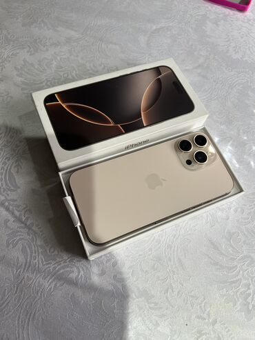 iphone kg: IPhone 16 Pro Max, Б/у, 256 ГБ, Desert Titanium, Кабель, Коробка, 100 %