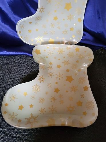 Kuhinjski setovi: Tanjiri vintaz stakleni praznicni. Stakleni tanjiri za posluzenja — 10