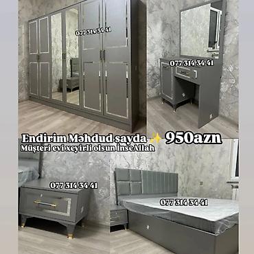 Yataq otağı dəsti – 950 AZN Müasir dizaynlı, boz rəng palitrasında