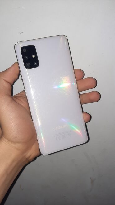 telefon samsung a51: Samsung Galaxy A51, 128 GB, rəng - Ağ, İki sim kartlı, Face ID, Barmaq izi