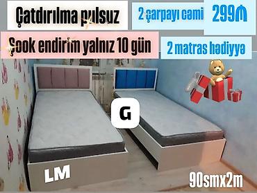 Uşaq/yeni yetmə otağı üçün 2 ədəd tək çarpayı dəsti. - Ölçü: 90 sm x