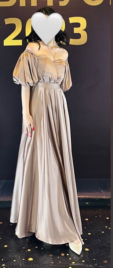 www kgprokat kg: Вечернее платье, Длинная модель, Шелк, С рукавами, Один рукав, S (EU 36)
