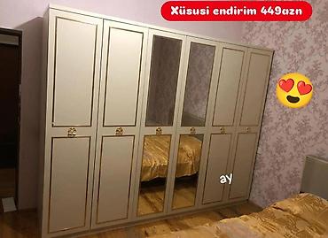 divar skaflari: Yeni, 6 qapı, Güzgülü, Bej, Açılan, Düz dolab — 1