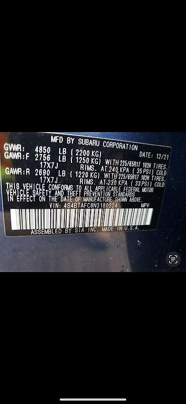 спринтер чехол: Subaru Outback: 2022 г., Автомат, Универсал — 10