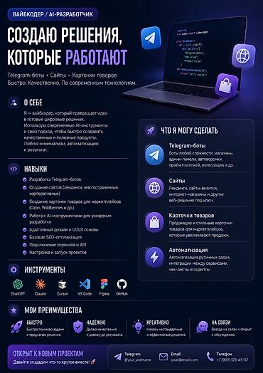 smart box: Резюме Вайбкодер / AI-разработчик Начинающий разработчик, создаю — 1