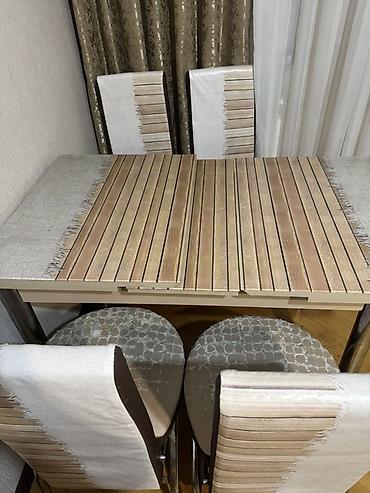 samdan: Mətbəx üçün, İşlənmiş, Açılan, Dördbucaq masa, 4 stul — 2