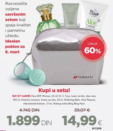 intimate parfem: U setu zenski parfem EDP,65ml Hera. krema za ruke (pistaci) Aloe