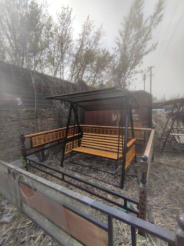 Садовые качели: Садовые качели Металл, Со спинкой, С крышей — 8