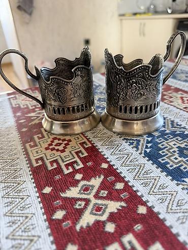 rumka rumka badə badə: İkili metal stəkanaltı (podstakanik) dəsti - Material: metal ərintisi — 1