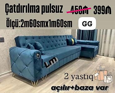 Mavi rəngdə künc divan dəsti - Ölçü: 2 m 60 sm x 1 m 60 sm - Açılır lalafo.az -da Mavi rəngdə künc divan dəsti - Ölçü: 2 m 60 sm x 1 m 60 sm - Açılır