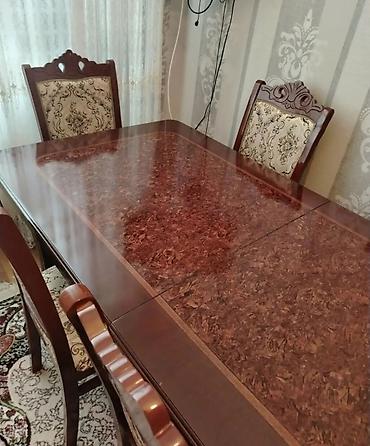 Masa və oturacaq dəstləri: Qonaq otağı üçün, İşlənmiş, Açılan, Oval masa, 6 stul — 4