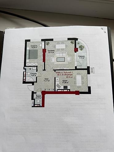real sight: 2 комнаты, 82 м², Асанбай мкр Элитка, 4 этаж, ПСО (под самоотделку) — 2