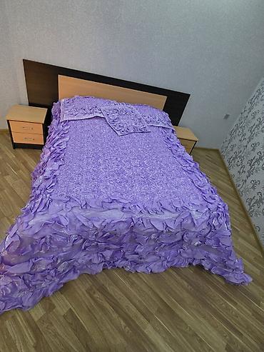 carpayi ucuz: Bənövşəyi rəngdə zərif yataq örtüyü dəsti - Komplekt: 1 ədəd yataq — 1