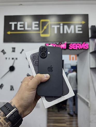 apple iphone 16e: IPhone 16, 128 GB, Qara, Zəmanət, Simsiz şarj, Face ID — 1