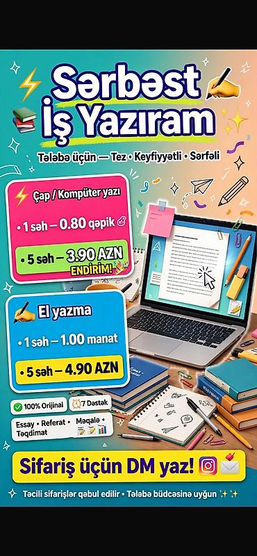 tap az mingəcevir: Sərbəst iş yazı xidməti – Tələbələr üçün: Tez, keyfiyyətli, sərfəli — 1