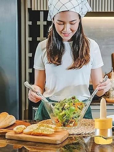 Ostala kuhinjska oprema: Silikonska četka sa staklenom posudom i pipetom – 2 u 1 kuhinjski — 4