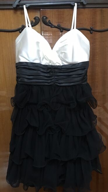 атлас платье: Детское платье, цвет - Черный, Новый
