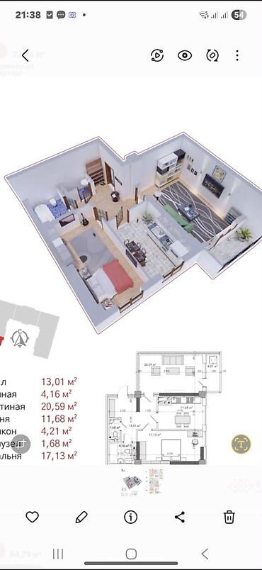 квартира крек: 2 комнаты, 73 м², Асанбай мкр Элитка, 12 этаж, ПСО (под самоотделку) — 5