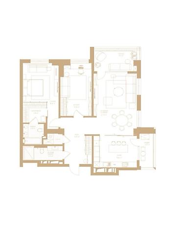 123: 3 комнаты, 124 м², Элитка, 19 этаж — 4
