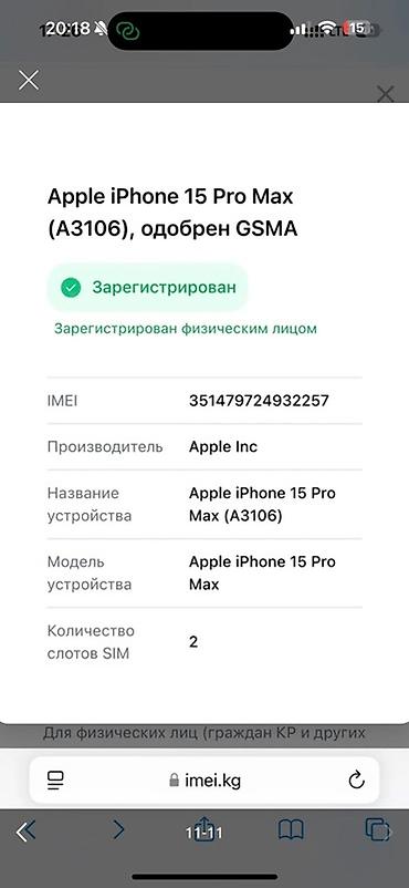 Apple iPhone: IPhone 15 Pro Max, Б/у, 256 ГБ, Blue Titanium, Зарядное устройство, Чехол, Кабель, 84 % — 11