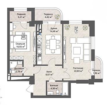 сдаю орто сай: 2 комнаты, 73 м², Орто-Сай с. Элитка, 9 этаж, ПСО (под самоотделку) — 2