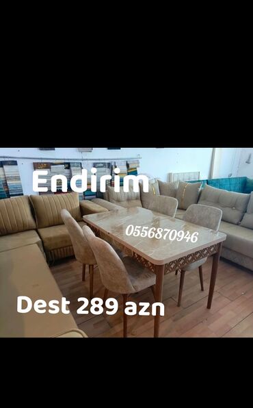 Masa və oturacaq dəstləri: Mətbəx üçün, Yeni, Açılan, Dördbucaq masa, 4 stul — 11