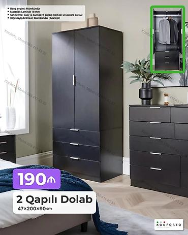 Mebel: 2 qapılı paltar dolabı – 47×200×90 sm - Material: 18 mm laminat - — 1