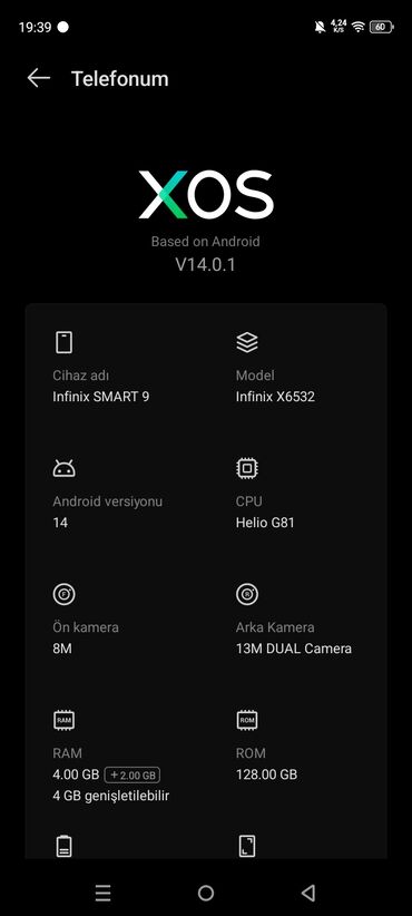 Infinix: Infinix Smart 9 HD, 128 GB, rəng - Qara, Zəmanət