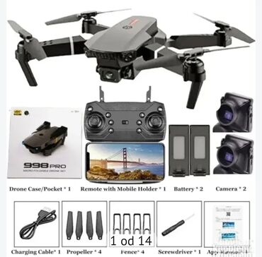 Dronovi: Dron 998 MAX + GRATIS BATERIJA 4k HD Dual kamera DRON SA CETKICAMA NA — 2