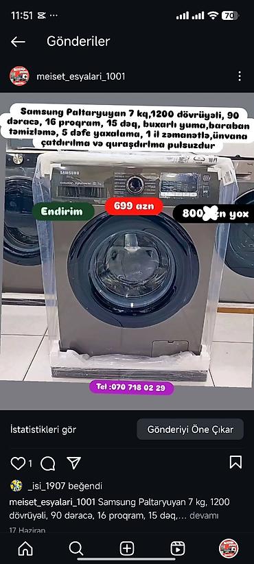 Paltaryuyan maşınlar: Paltaryuyan Anbardan satiş.Qimətlər aşagida qeyd olunub.Ünvana — 149