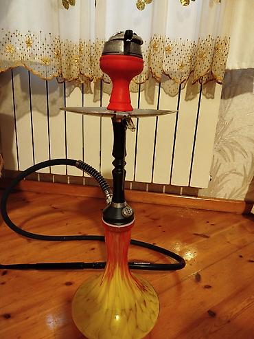 elope etir: Nərgilə dəsti - Şüşə kolba: dekorativ sarı-qırmızı mərmər naxışlı — 4