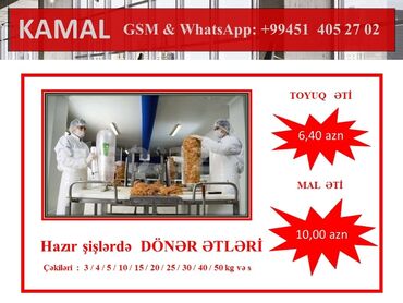 Sifarişlə hazır yeməklər: Məhsul: Odun közündə bişən ət dönər Xüsusiyyətlər: - Şaquli şişdə — 18