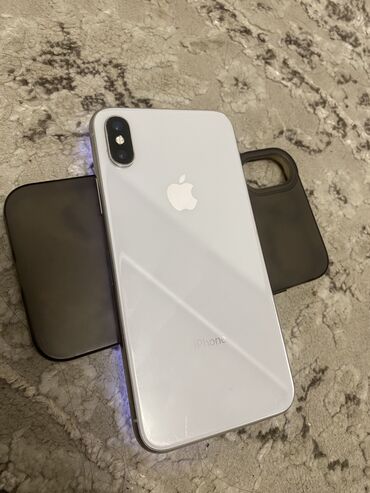 Apple iPhone: IPhone X, Б/у, 256 ГБ, Белый, Защитное стекло, Чехол, 100 %