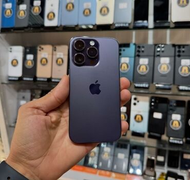 Apple iPhone: IPhone 14 Pro, 128 GB, Deep Purple, Kredit, Barmaq izi, Simsiz şarj