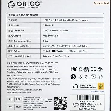 xarici sert disk: ORICO 2.5” HDD/SSD Box USB 3.0 – Yeni | Qara & Şəffaf | Endirimli — 3