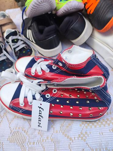 shoestar cipele: Visoke patike Falasi – crveno‑teget prugaste - Model: platnene visoke — 3