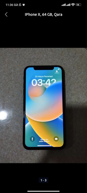 iphone telefonu: IPhone X, 64 GB, Qara, Kredit, Hissə-hissə ödəniş, Face ID