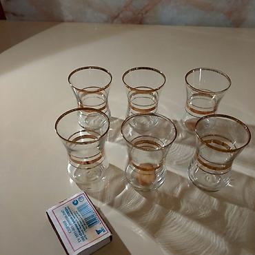 xrustal armudu: Armudu stəkanlar, rəng - Qızılı, Şüşə, 6 ədədli dəst — 1