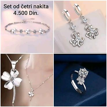 pandora na: Elegantni posrebreni set od hirurskog čelika sa žigom S925 od četiri — 2