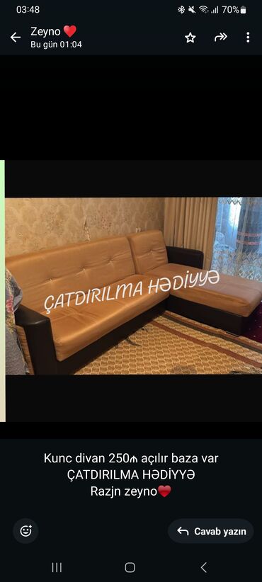 divan uzlukleri: Künc divan, Açılan, Bazalı, Pulsuz çatdırılma