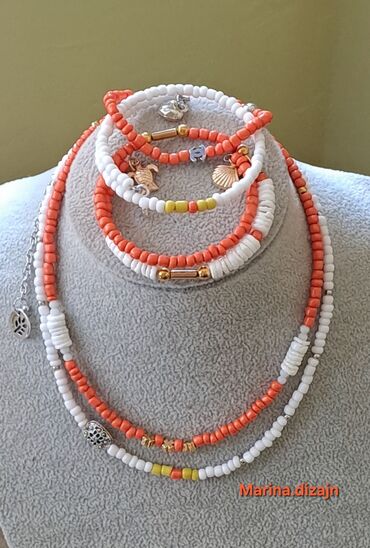 srebrne mindjuse sa biserom: Handmade, Set: Ogrlica, Materijal: Perlice