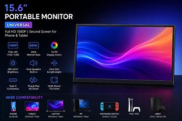 pc monitor: Unversal Portable Gaming (Bəzi portabel monitorlar oyun konsollu — 1