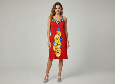 czerwona sukienki midi: Sukienka damska, rozmiar S