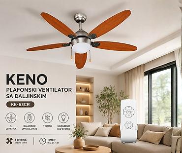 podni ventilator akcija: KENO plafonski ventilator sa daljinskim – model KE-63CR - 5 drvenih — 1