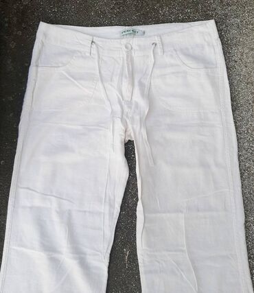 zenske pantalone od lana: L (EU 40), Normalan struk, Ravne nogavice