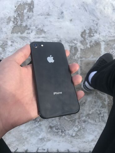 телев зор: IPhone 8, Арзандатуу 30%, Колдонулган, 64 ГБ, Кара, Заряддоочу түзүлүш, Коргоочу айнек, Каптама, 100 %